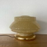 Lampe Art Deco Champignon Verre De Clichy Jaune.