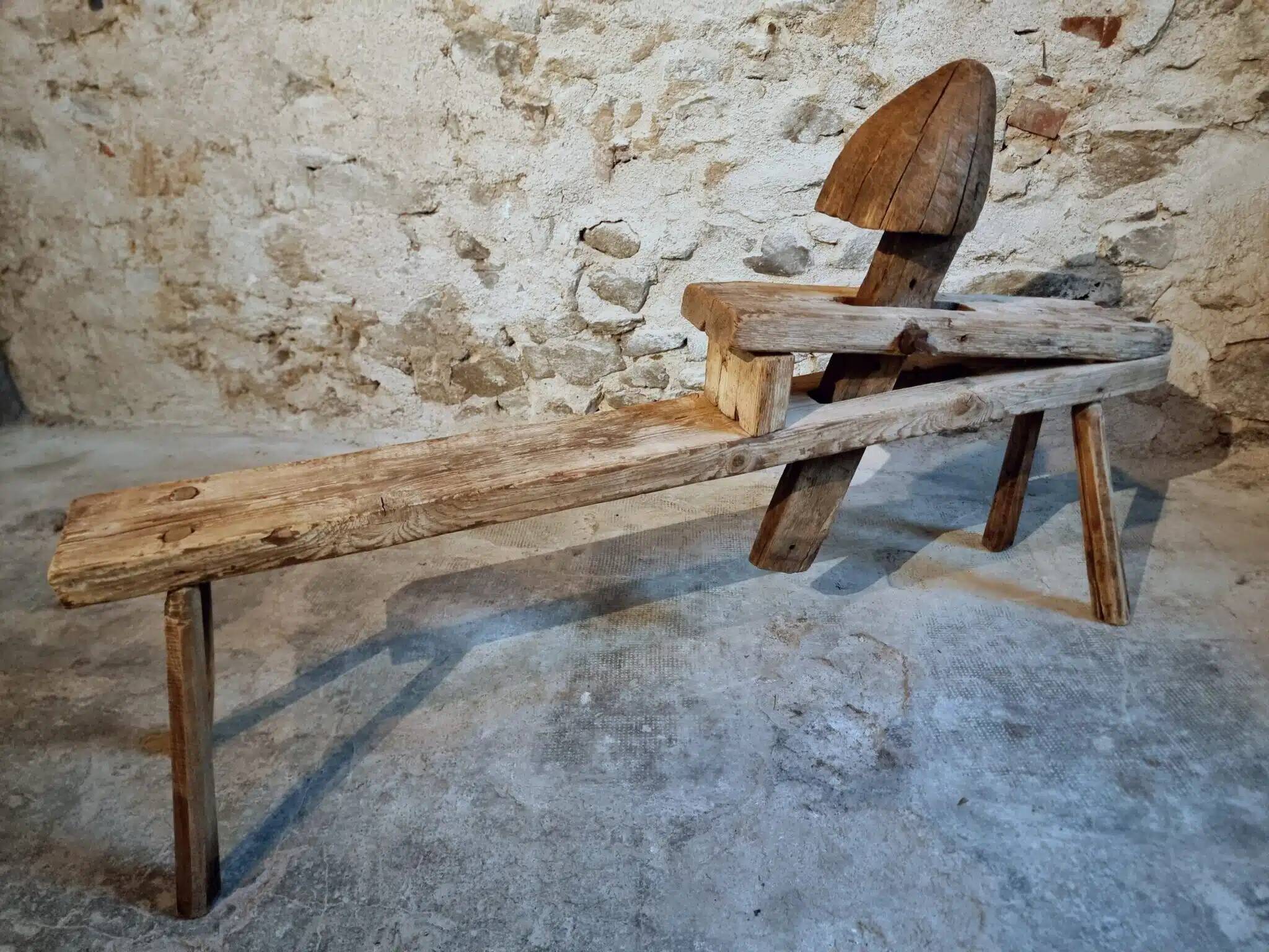 Antique French carpenter's easel – pine and oak carpenter's workbench – 19th century
