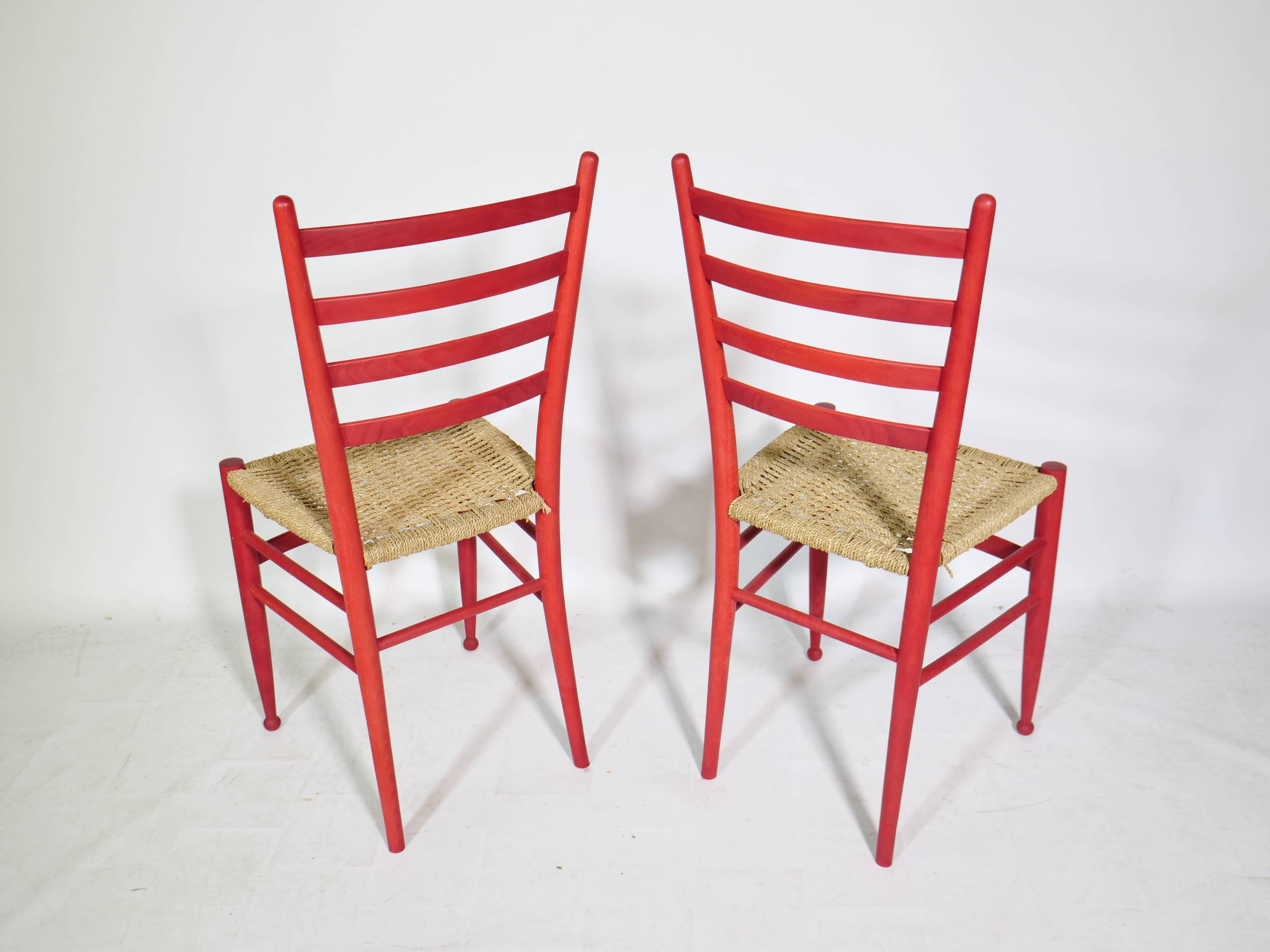 Mid-Century Italian Dining Chairs with Woven Seats, Set of 6, 1960s–70s