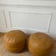 Vintage 70s patchwork leather poufs