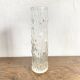 Transparent molded glass tube vase, wood look