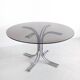 Italian Chrome & Smoked Glass Dining Table 1970's