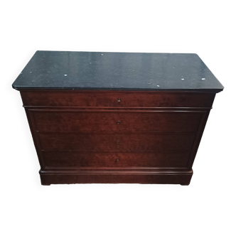 Louis Philippe chest of drawers in speckled mahogany
