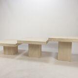 Set of 3 Italian Travertine Coffee Tables, 1980s