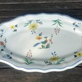 Plat de service en porcelaine de la faïencerie de Gien modèle oiseaux de paradis