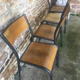4 vintage school chairs, compass legs
