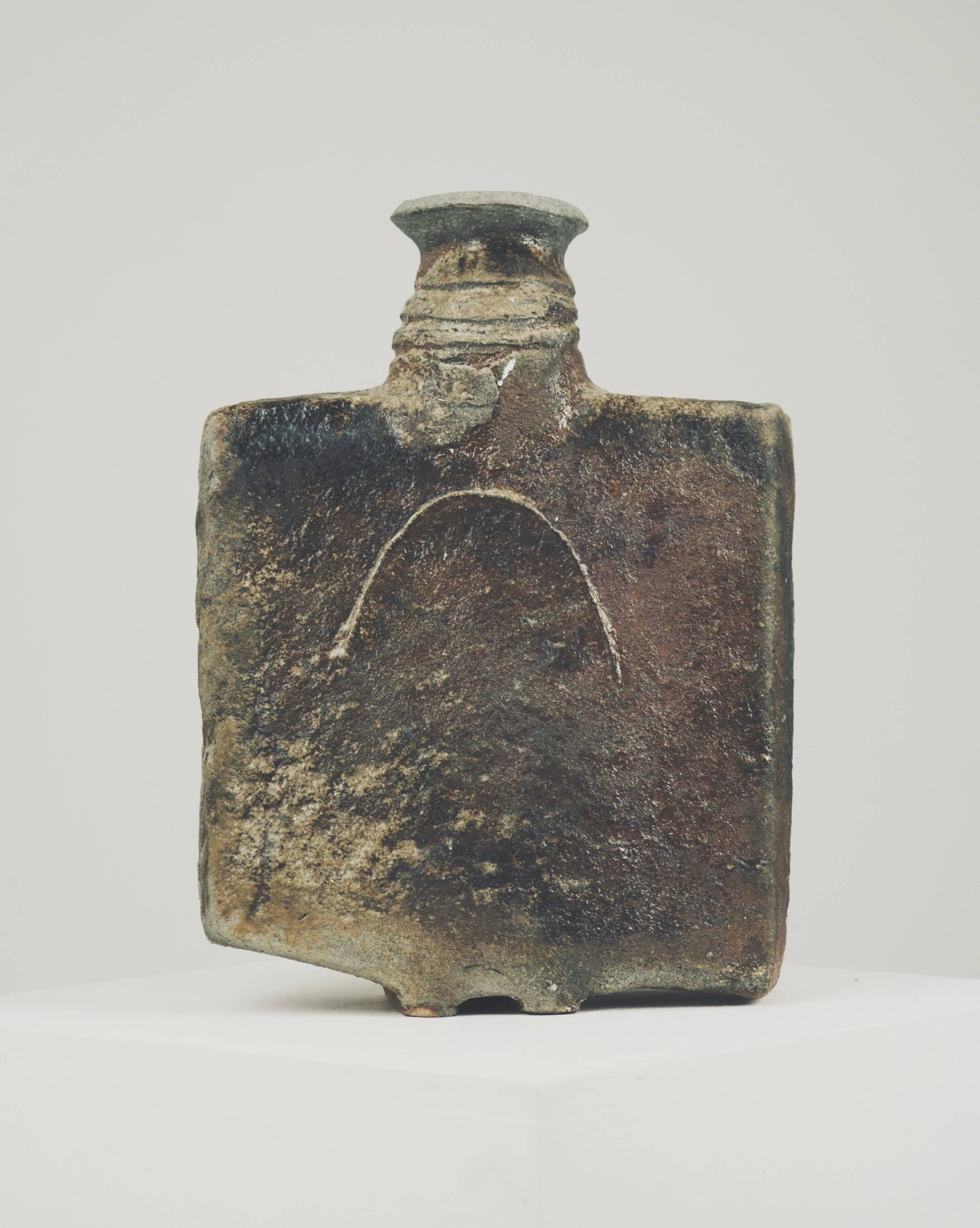 Large stoneware bottle by Gérard Brossard, La Borne