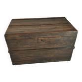 Ancienne malle en bois cirée XIX eme