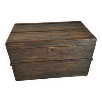 Old waxed wooden trunk 19th century