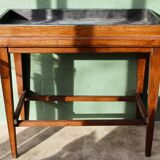 Table de métier, début 20ème, en bois et zinc riveté