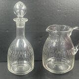 Carafe et pot à eau cristal taillé xxe decanter, déco chambre d'hôte