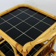 1950s mid century trolley serving cart bamboo wicker black formica