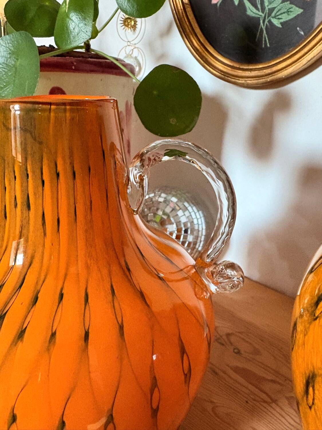 Duo vase & blown glass carafe in orange – 1960s/70s