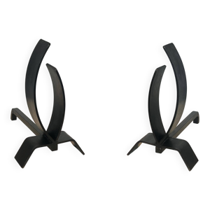 Paire de chenets modernistes - acier