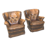 Ensemble de 2 fauteuils en cuir des années 1970