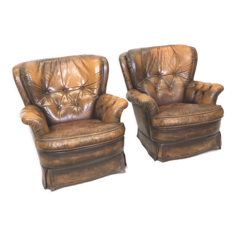 Set of 2 leather armchairs from the 1970s