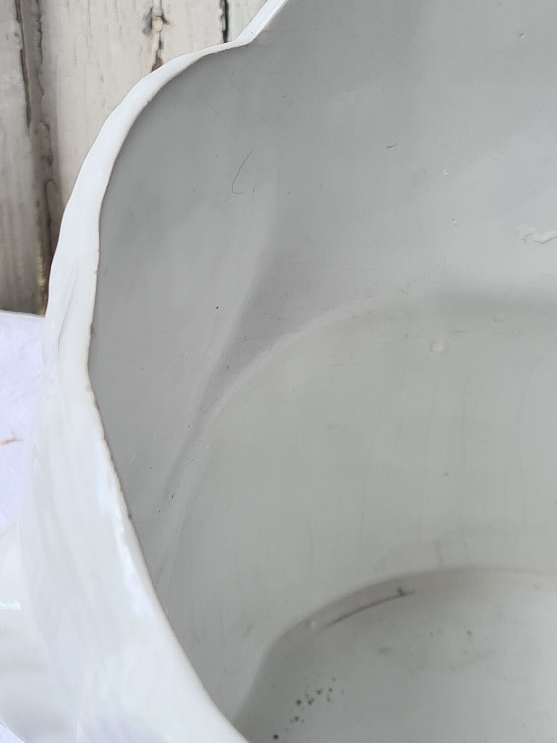 Owl pot cover, white ceramic owl