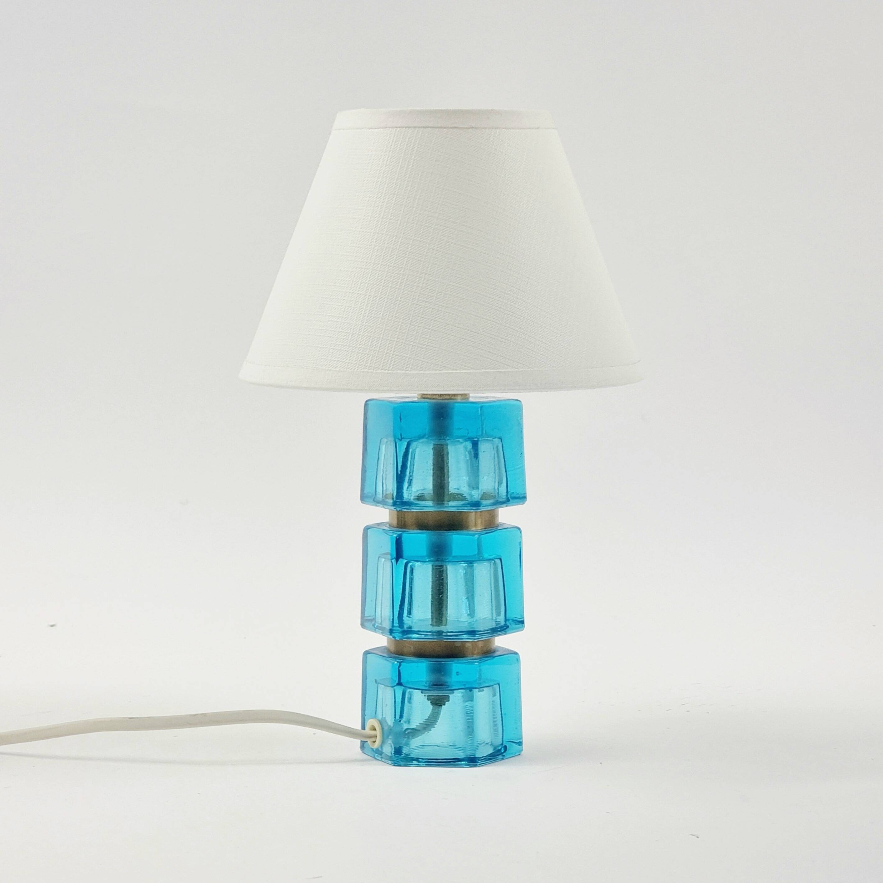Pair of Mid-Century Glass & Brass Bedside/Table Lamps by C.Fagerlund, 1960s