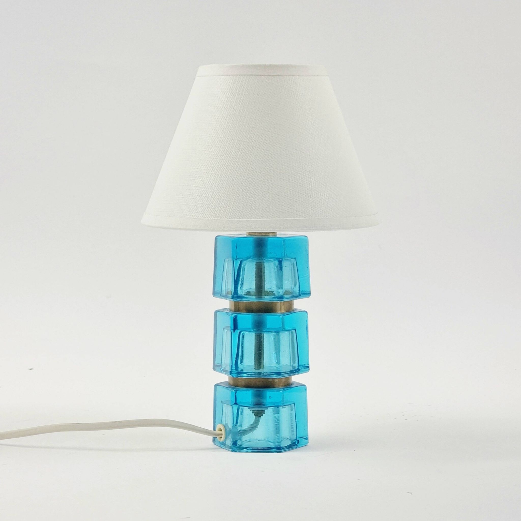 Pair of Mid-Century Glass & Brass Bedside/Table Lamps by C.Fagerlund, 1960s