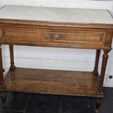 Oak bathroom cabinet with 1 drawer and marble top