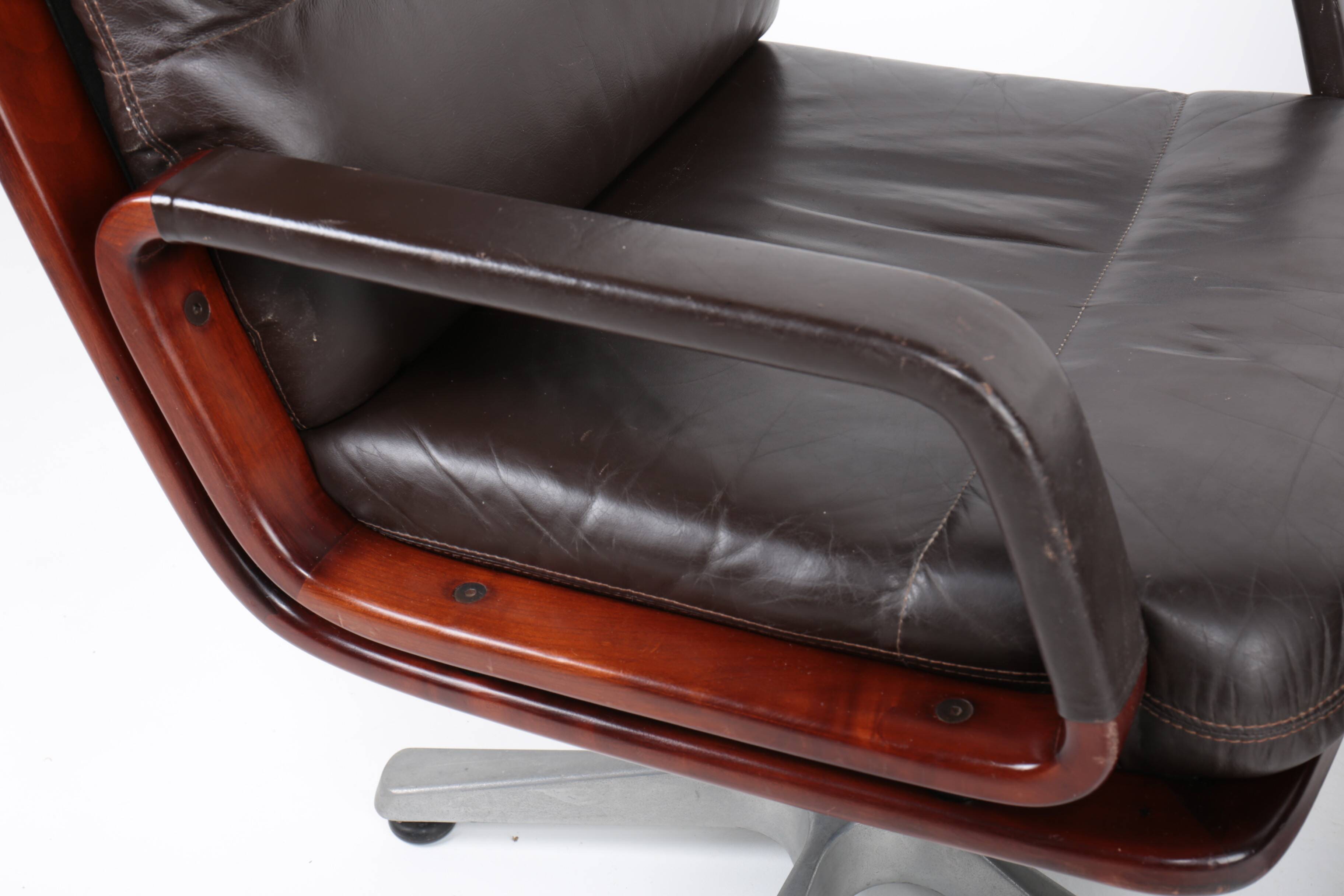 Pair of leather visitor armchairs by Eugen Schmidt