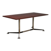 Vintage table in exotic wood and chrome metal, Italian design from the 1960s.