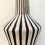 Graphic ceramic vase with black and white stripes