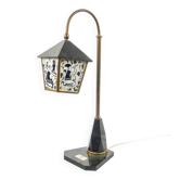 Lampe de table folk, bakélite, laiton, pierre, URSS, années 1950