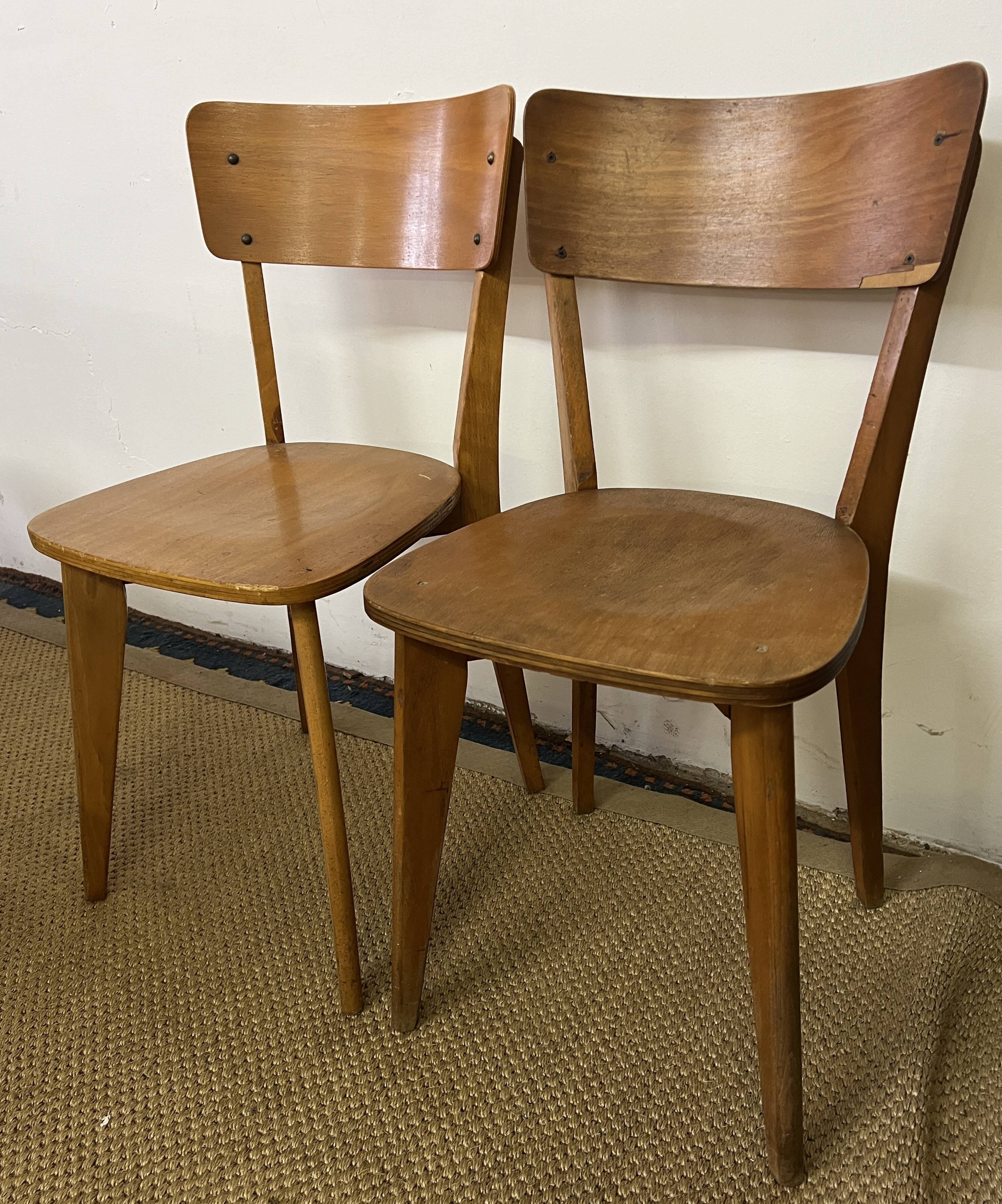 Vintage wooden table and 4 chairs set