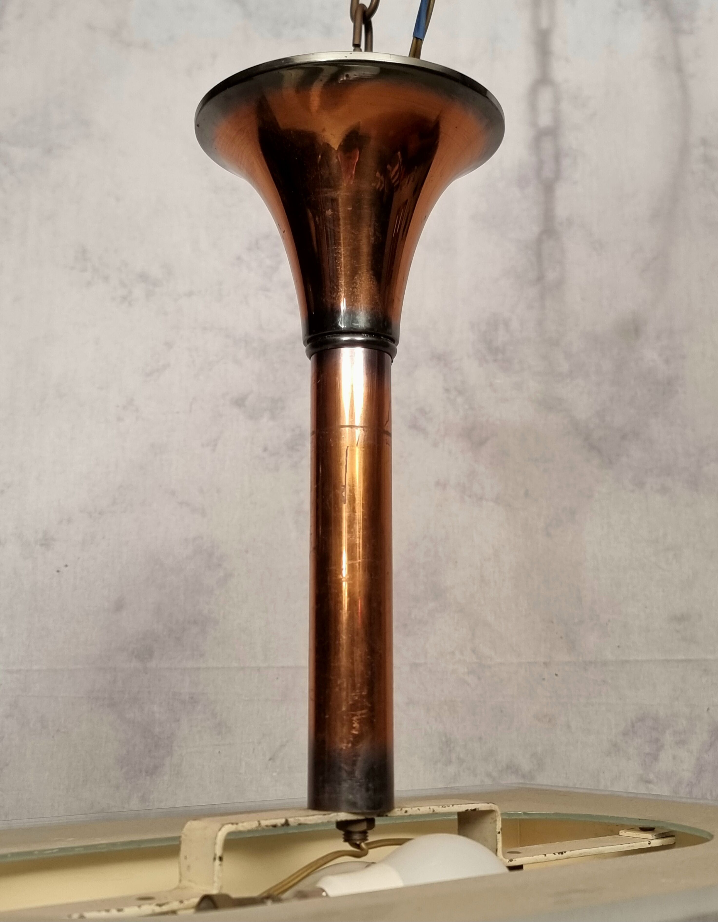 Art Deco pendant lamp by Henri Petitot - Patinated brass - Ca 1930