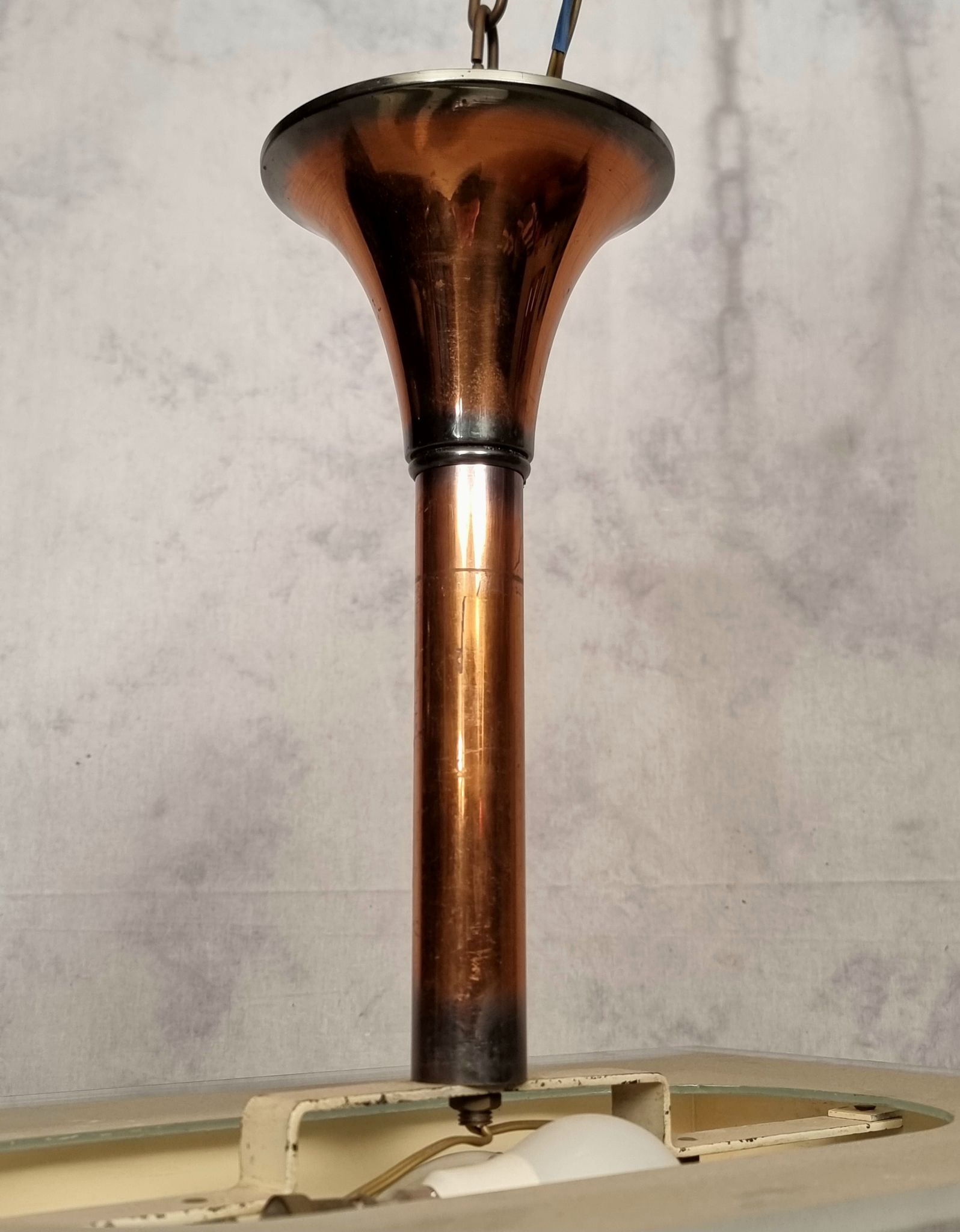 Art Deco pendant lamp by Henri Petitot - Patinated brass - Ca 1930