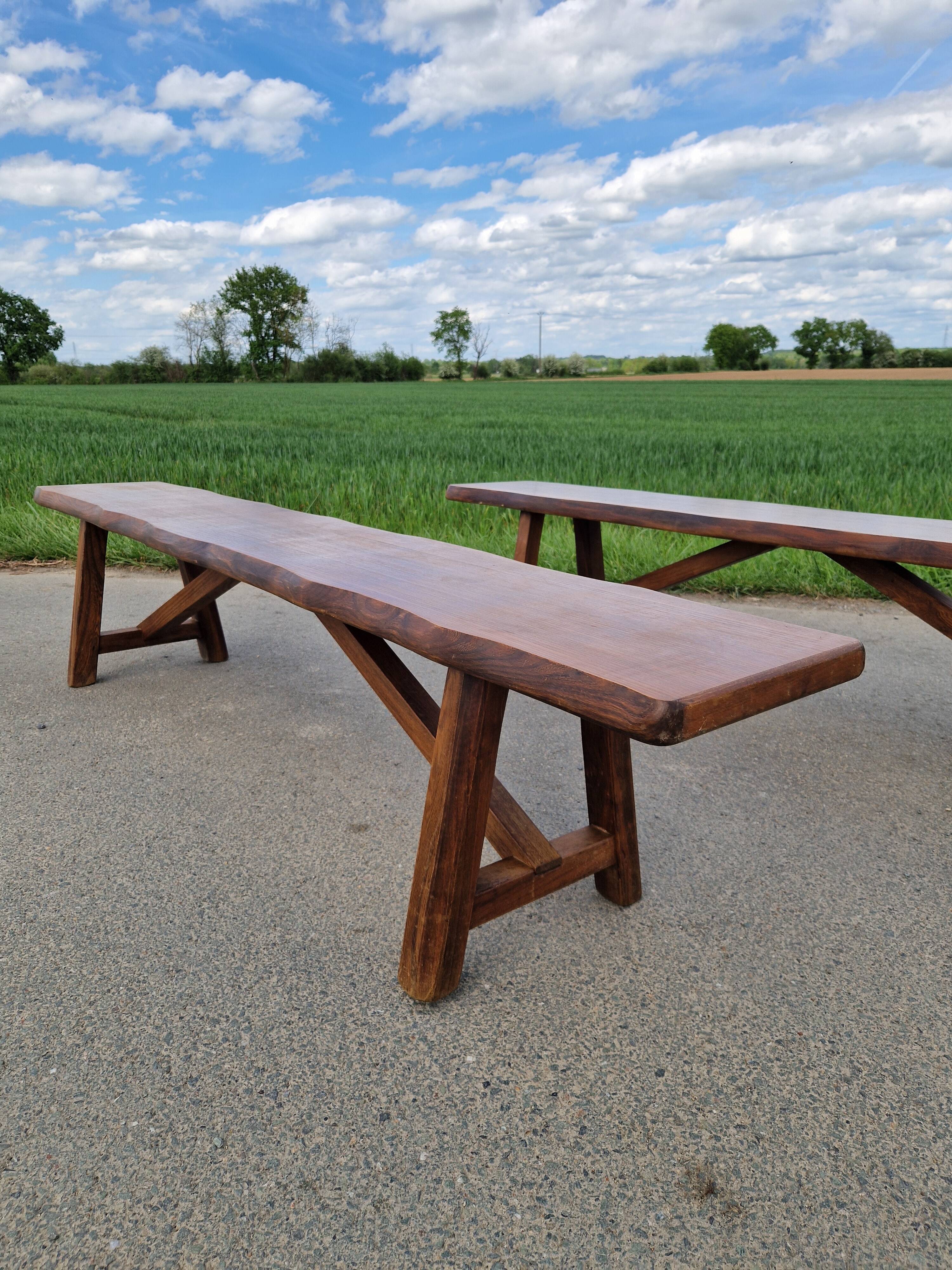 Lot de 2 bancs en orme massif par Aranjou