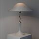 Vintage Murano glass table lamp - zigzag metal details, textured silk shade - Italy 1980s - timeless and elegant design, unique gift idea.