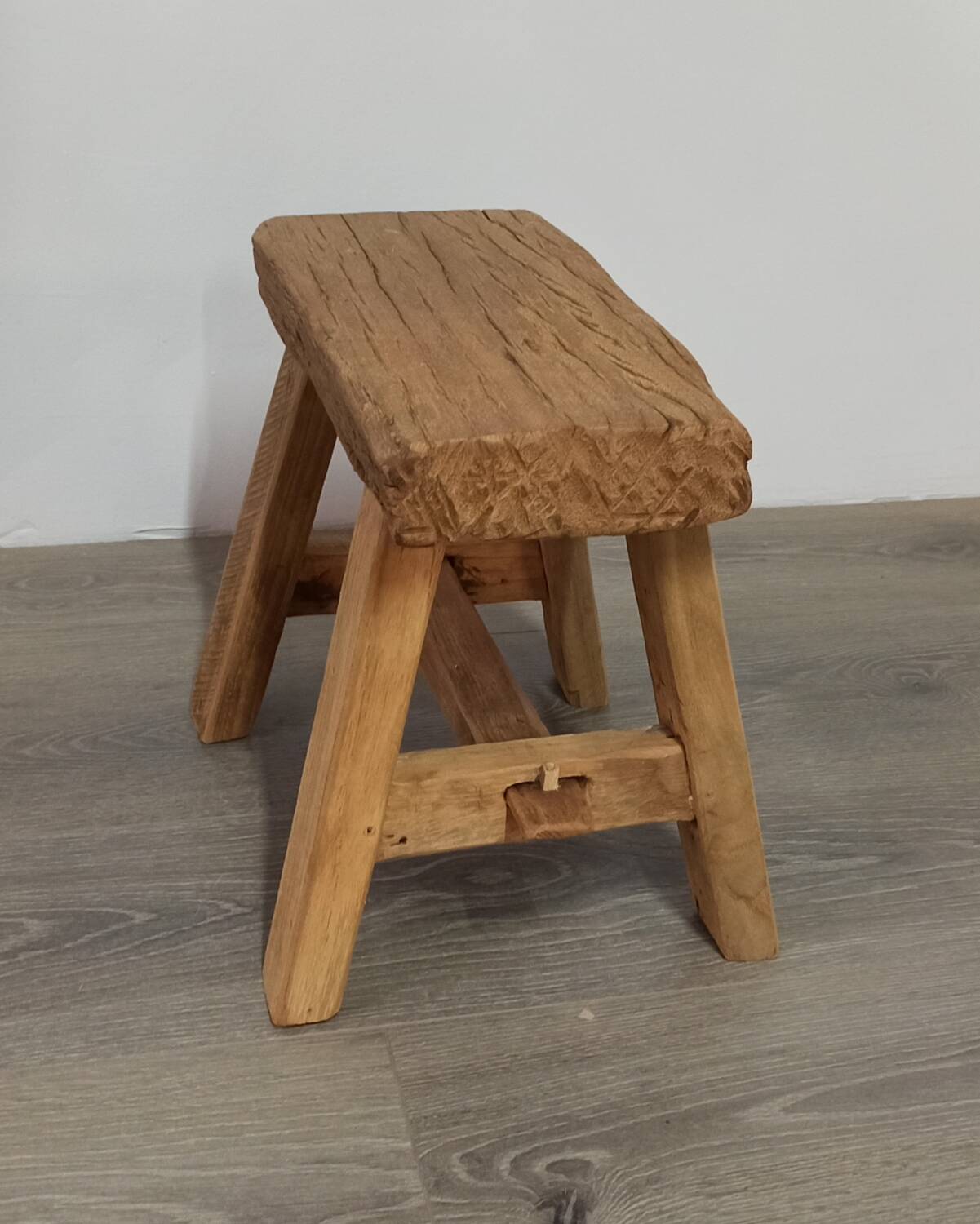 Small stool in antique wood