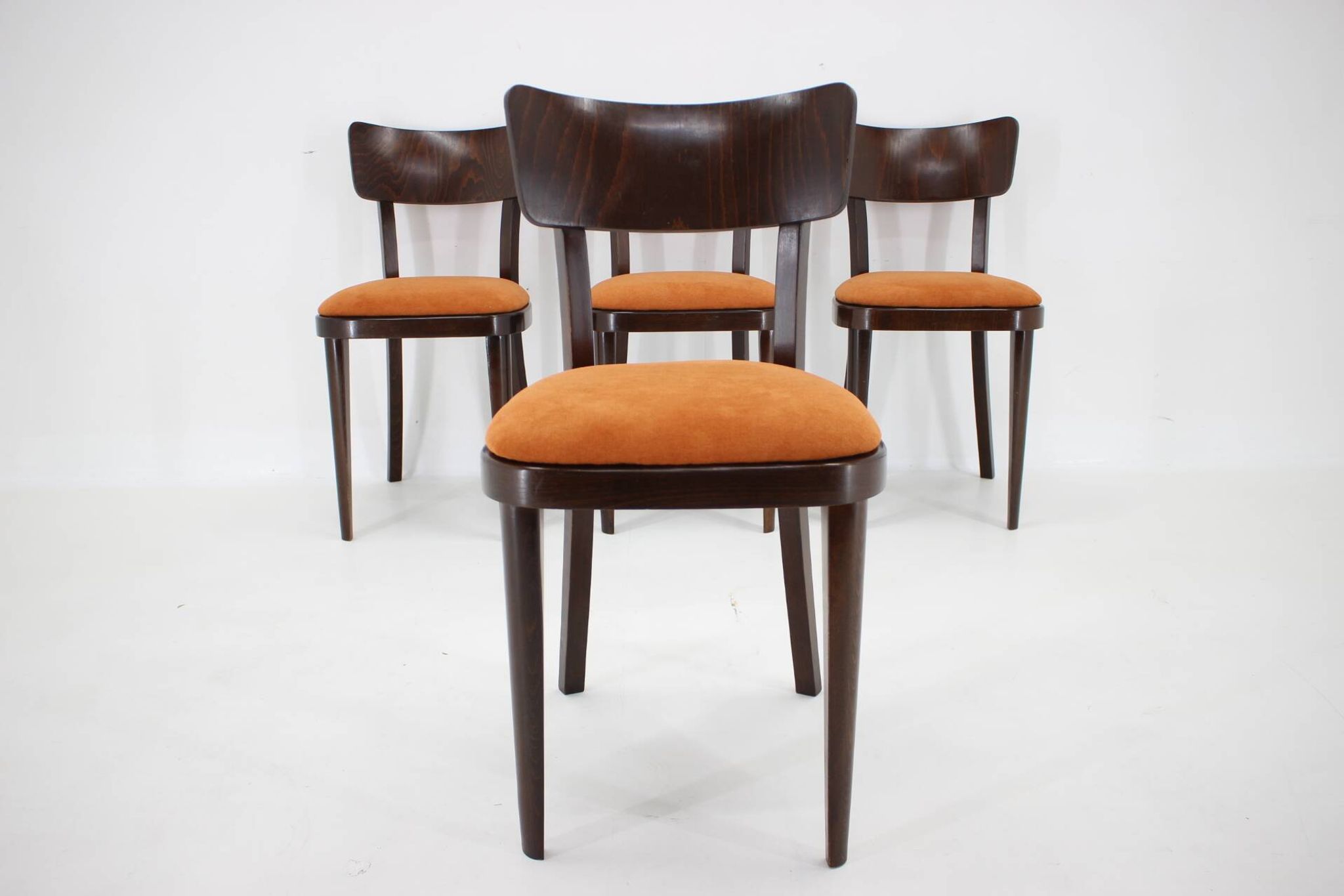 1950s Set of Four Restored Dining Chairs, Czechoslovakia