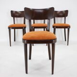 1950s Set of Four Restored Dining Chairs, Czechoslovakia