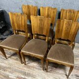 Set of 6 Art Deco period walnut chairs with fan backs, circa 1930