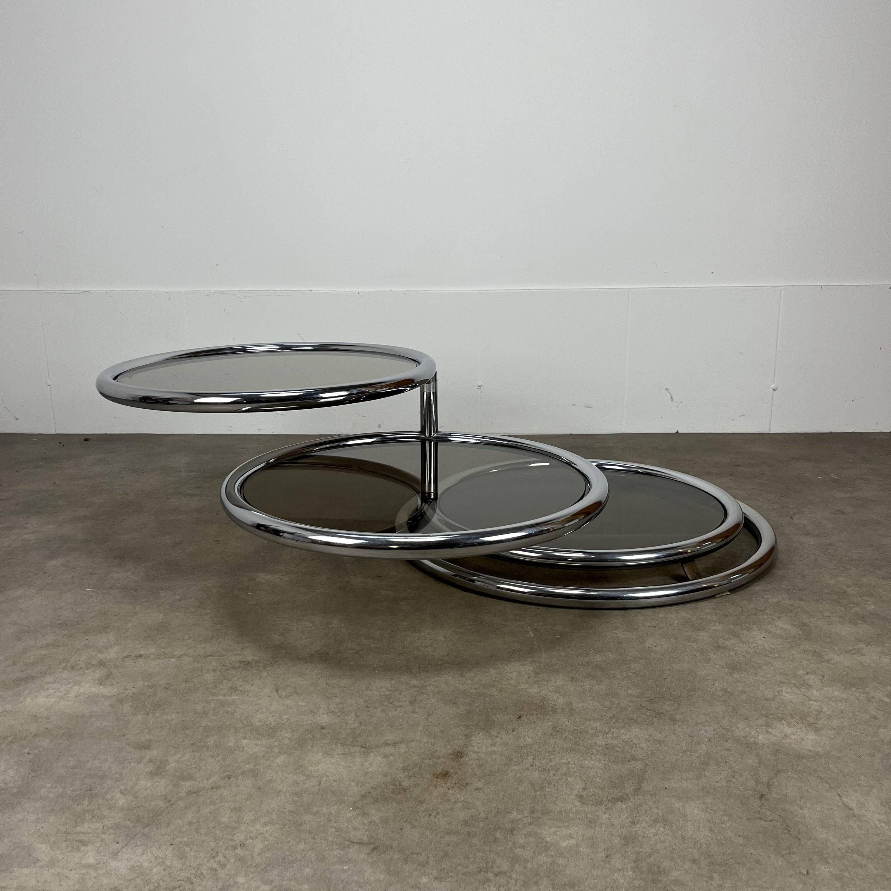 70s modular coffee table in chrome and glass by Artedis