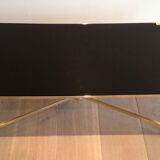 Rectangular coffee table in brass and black lacquered glass