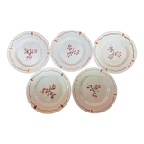 5 vintage dessert plates with flowers
