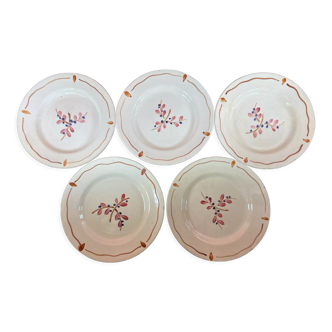 5 vintage dessert plates with flowers