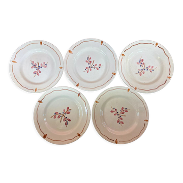 5 vintage dessert plates with flowers