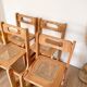 Ensemble de 4 chaises en bois et cannage - années 1960-70
