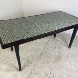 Table à manger en bois italien vintage, laiton et mosaïque de verre, années 1950