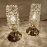 Pair Vintage Bubble Glass Lamps