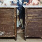 Rare pair of Italian display furniture from the Charles X period in mahogany.