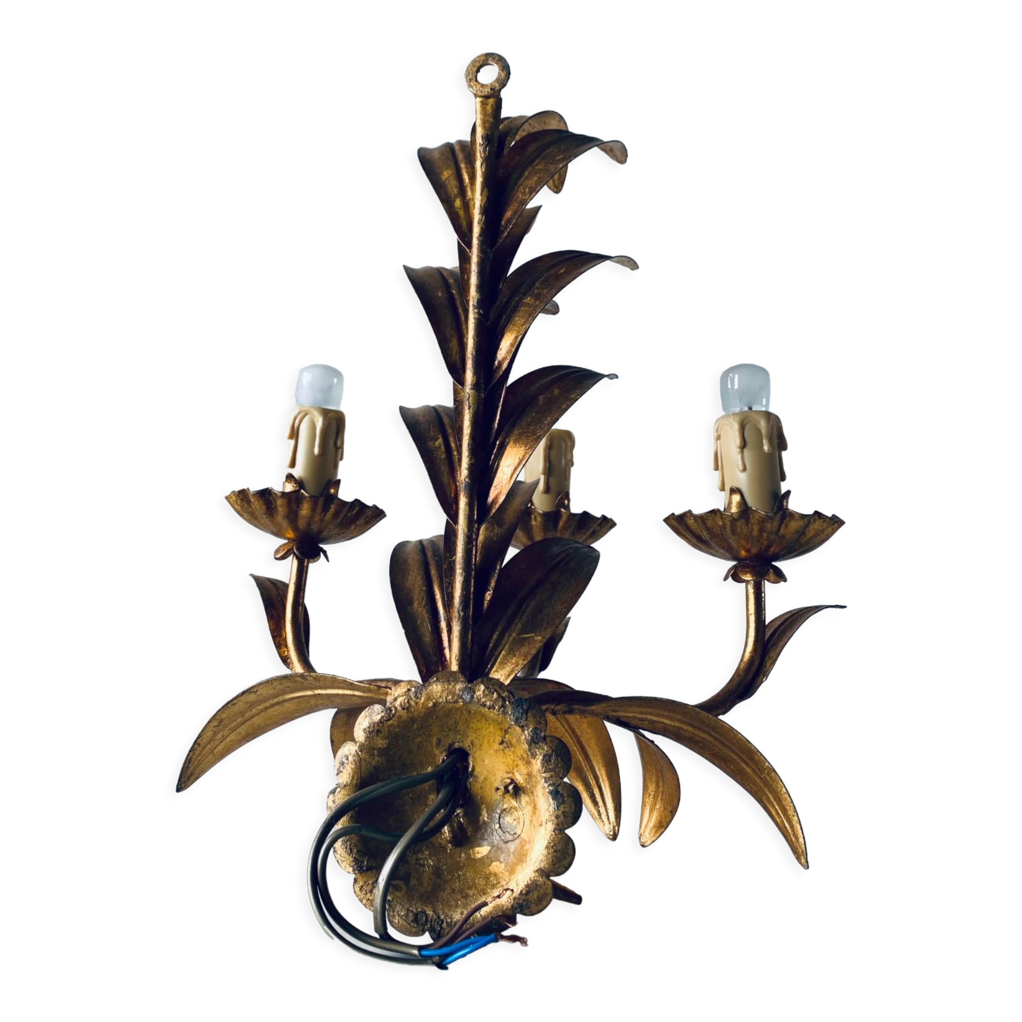 Golden leaf wall light