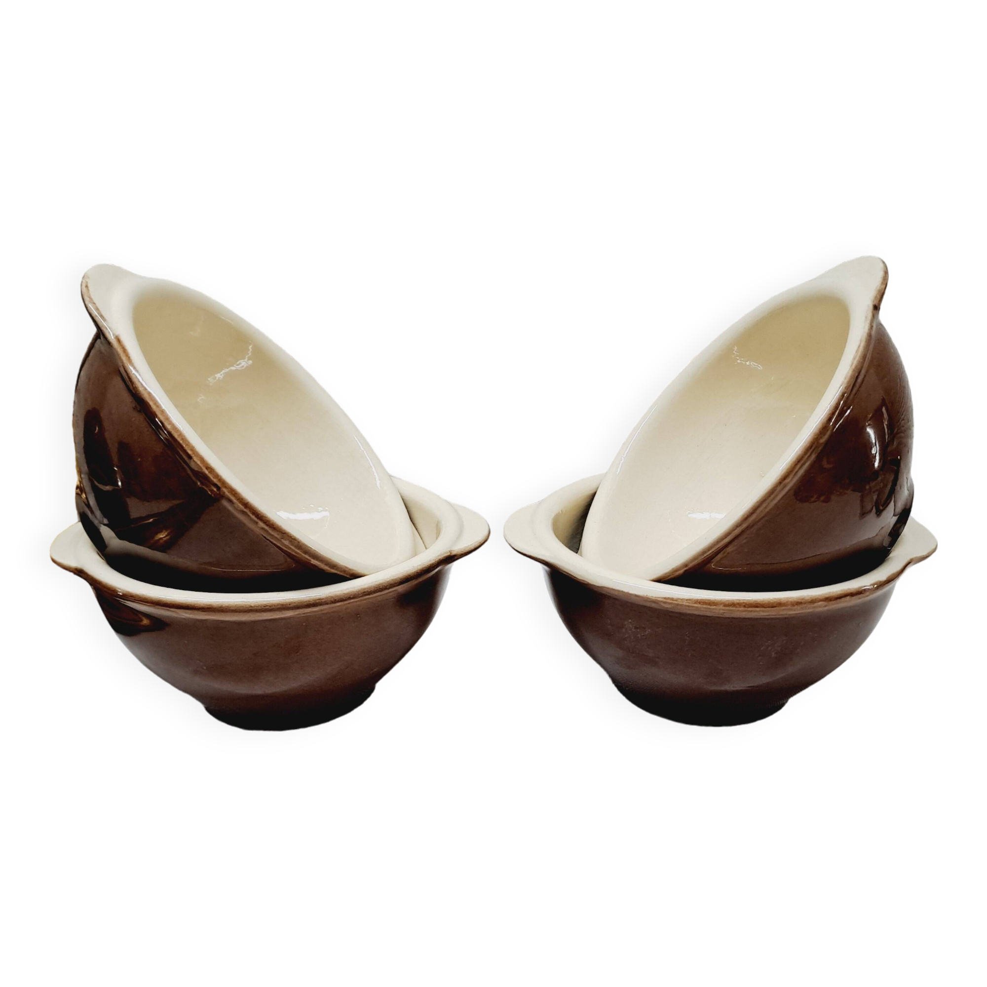 Set 4 bols à oreille marrons1