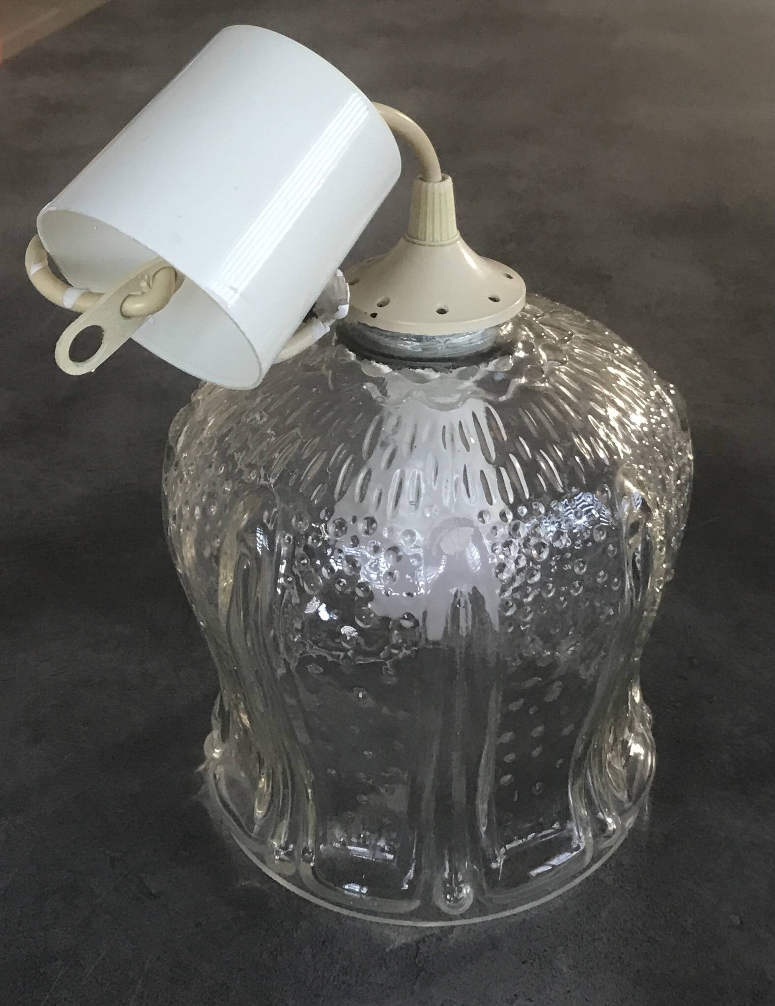 Vintage chandelier pendant lamp in molded glass tulip shape