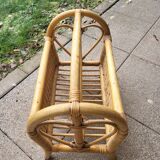 Bamboo and wicker magazine rack 1970